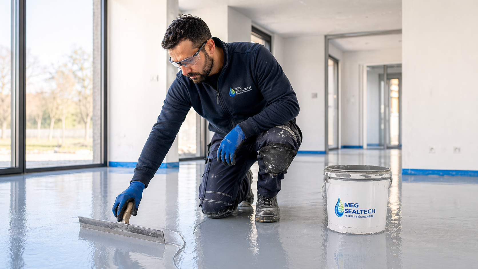 MEG Sealtech — application de résine sur chantier en Suisse romande